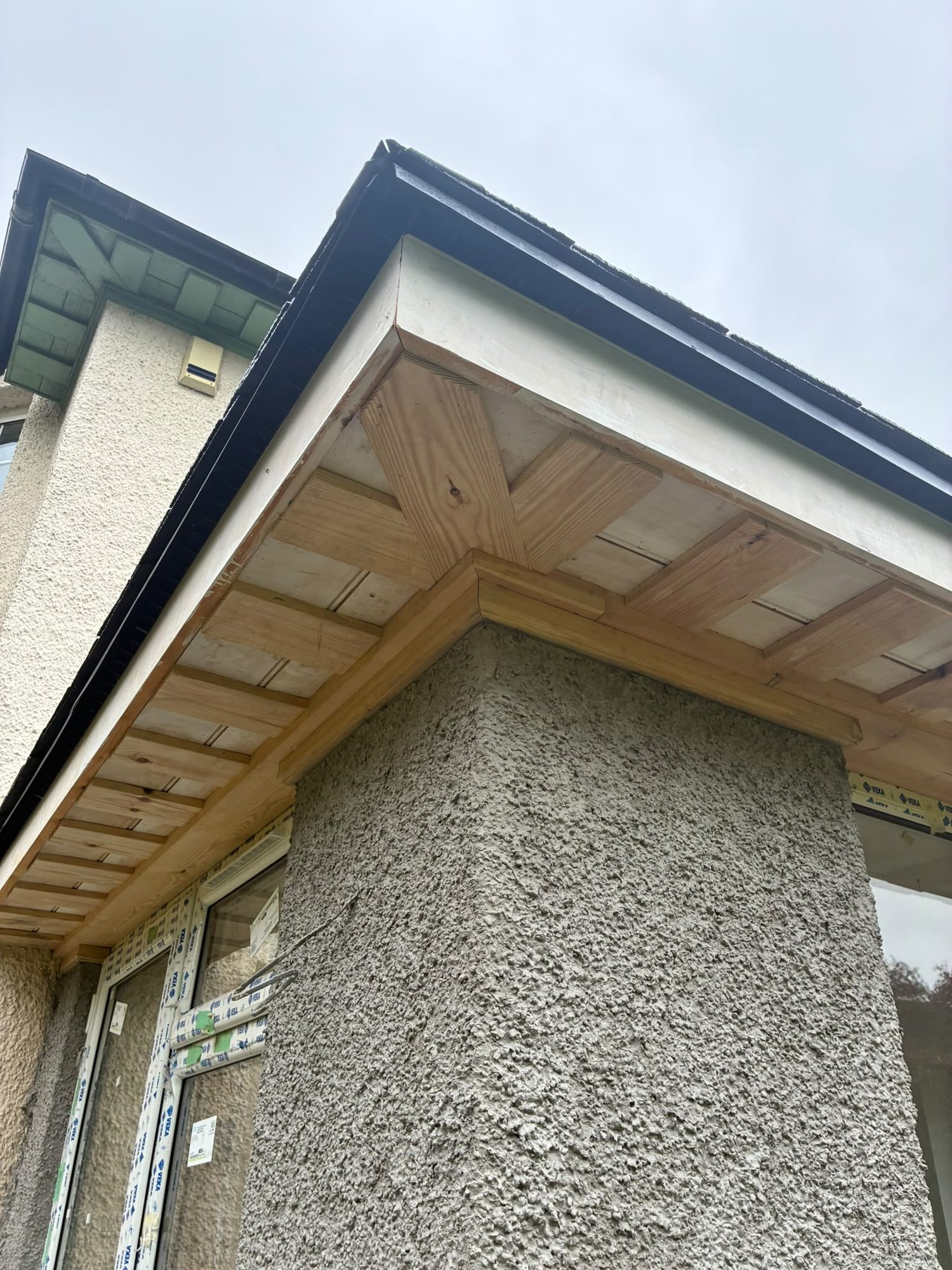 Timber soffit and fascia joinery on a new house extension